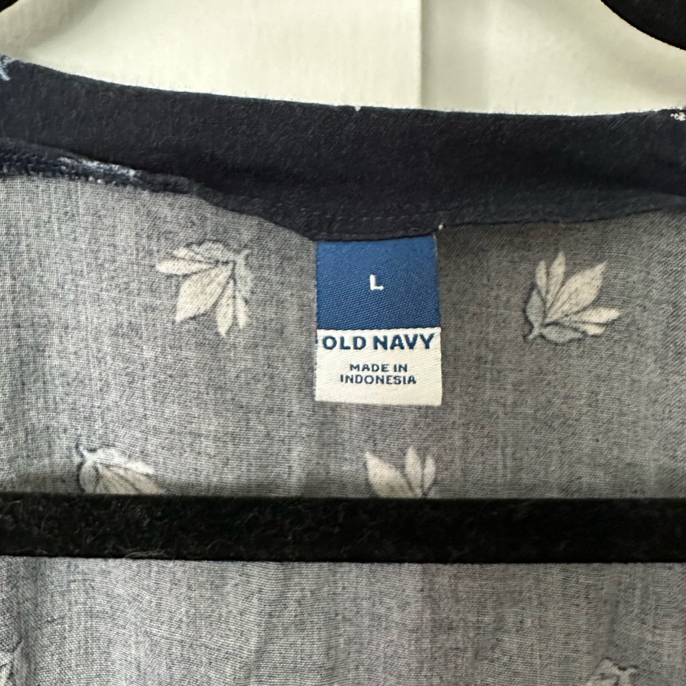 Old Navy Navy Blue Leaf Print dress size large - Picture 2 of 7